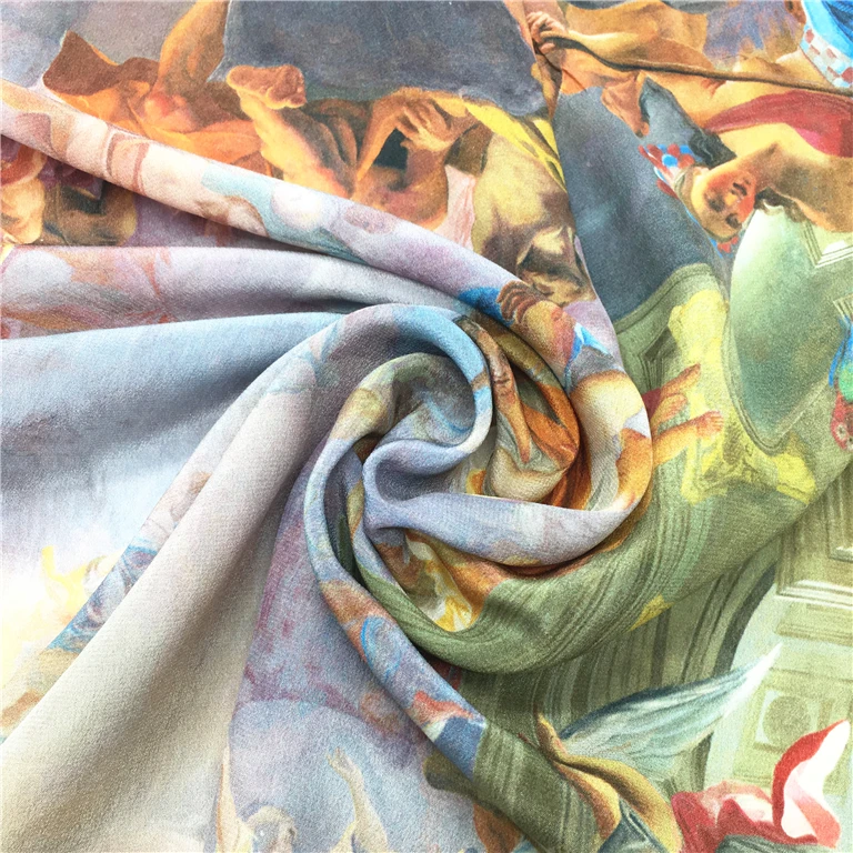 
Custom Digital Print Silk Crepe De Chine Wholesale 14mm CDC Printed Fabric 