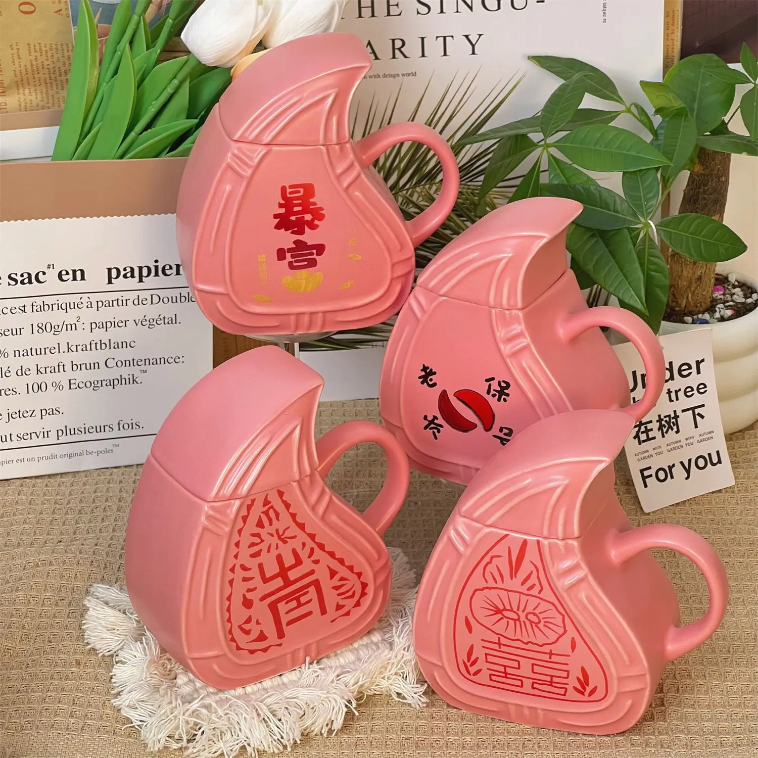 Creative Chaoshan red peach kueh cup Ceramic mug personality birthday gift water cup