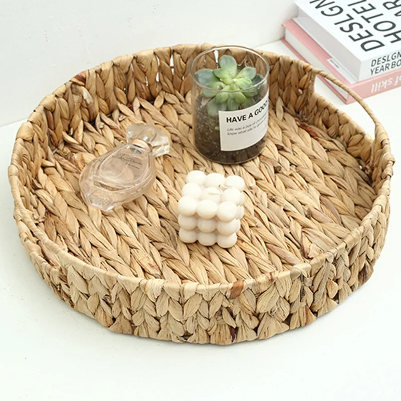 Jiaxiang Wholesale woven round shape water hyacinth basket fruit basket with  handles for storage