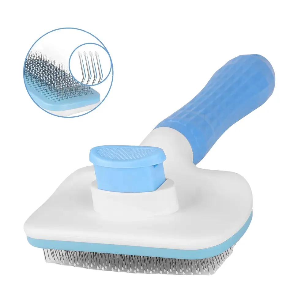 Pet grooming products stainless steel dog cat fur brush one key button pet hair remover