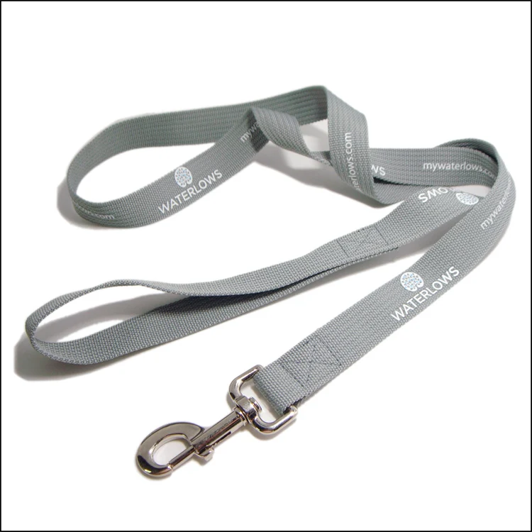 Cheap Price Custom Logo Silk Printing  Nylon Fabric Walking Leading Pet Dog Leash With Strong Metal Hook
