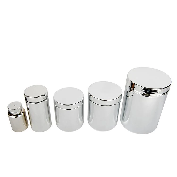 RTCO HDPE Silver Chromed Protein Powder Supplement Packaging Bottle