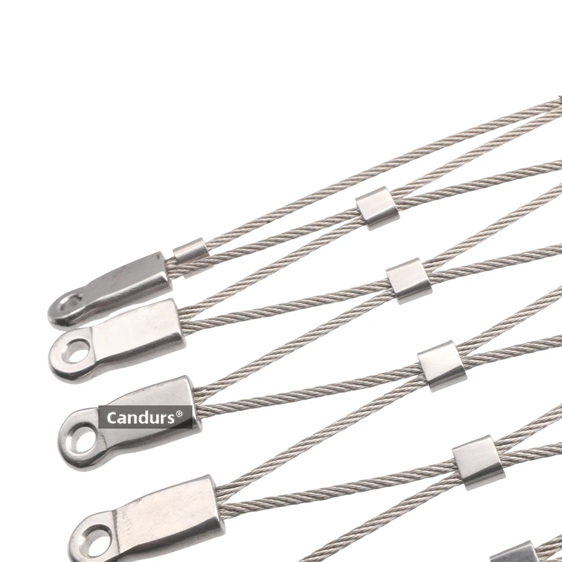 Eyelet Ends SS 316 Cable Ferrule Flexible Stainless Steel Wire Rope Mesh Net For Balustrade