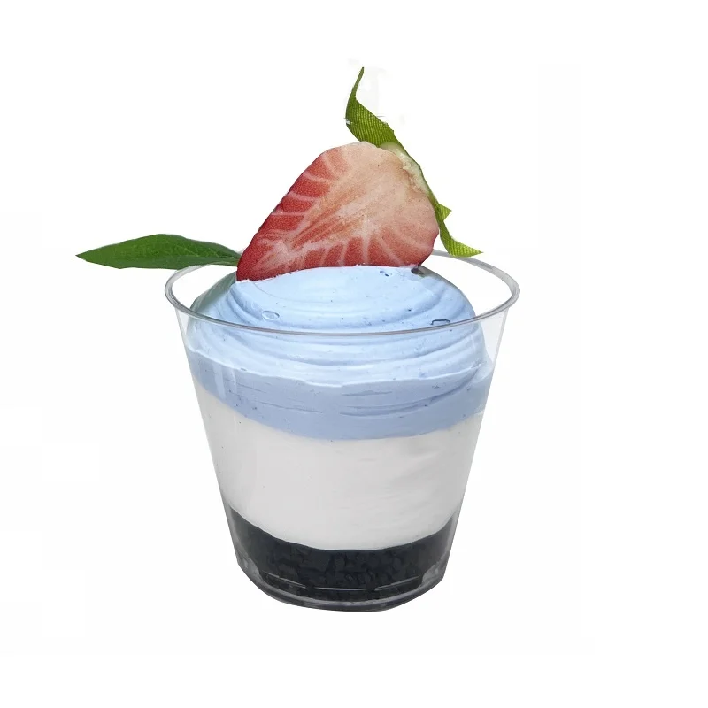 Custom Disposable 100ml Transparent Plastic Cups with Dome Lids Free Custom Ice Cream Cups Clear round Dessert Cups
