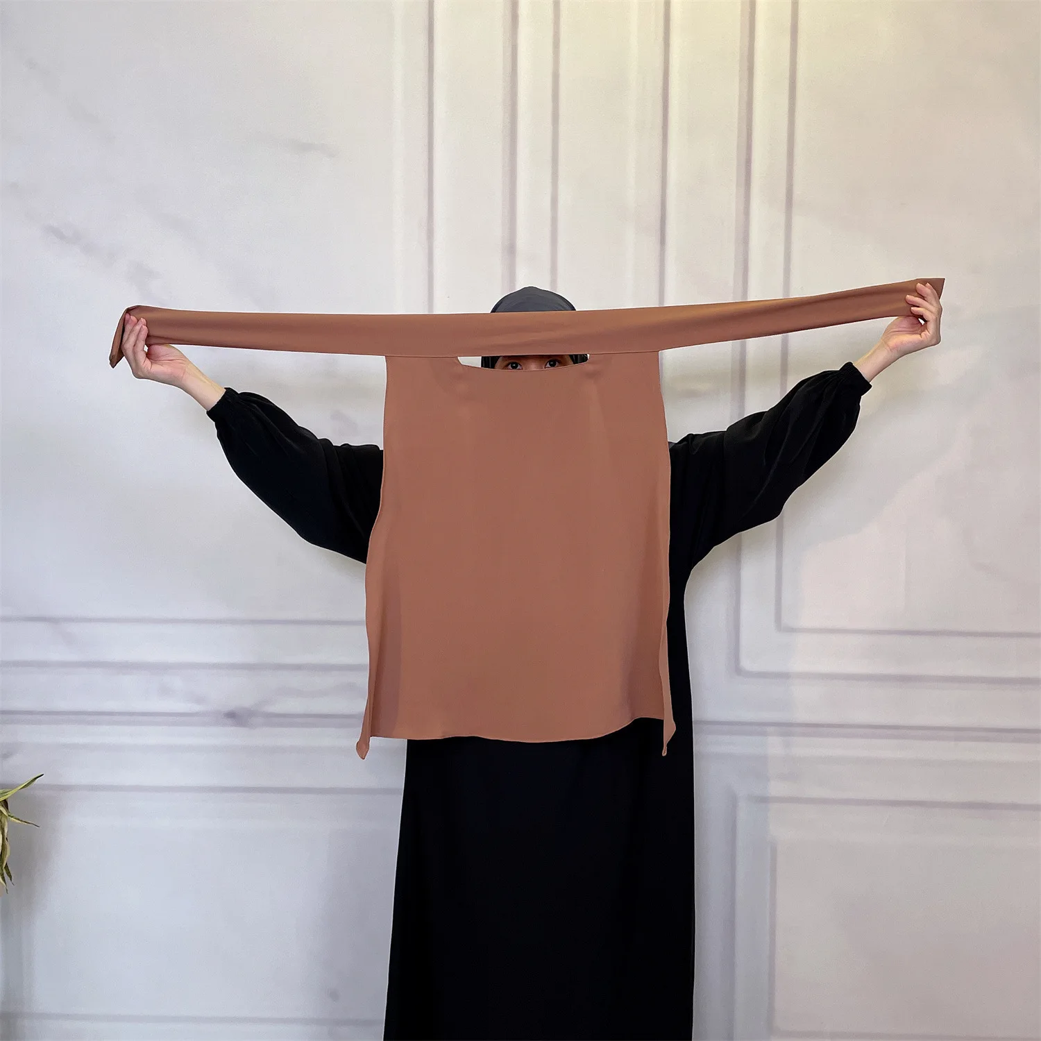 Wholesale Muslim Strap Mask Nida Face Modest Islamic Clothing Women Prayer Khimar Veil Cover Breathable muslim Prayer Hijabs