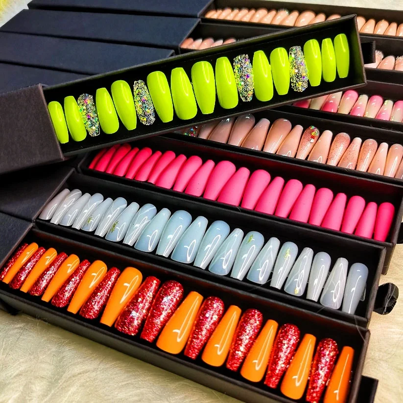 
Fast Shipping Diamond luxury Ballerina High Quality Movie Star Nail Design Long Press On nailsvLong Press On False Nails 