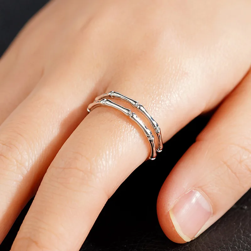 CAOSHI OEM Contracted Style Bamboo Design Adjustable Band Rings For Fashion Jewelry Women Wedding Silver/Gold/Black Plated Rings