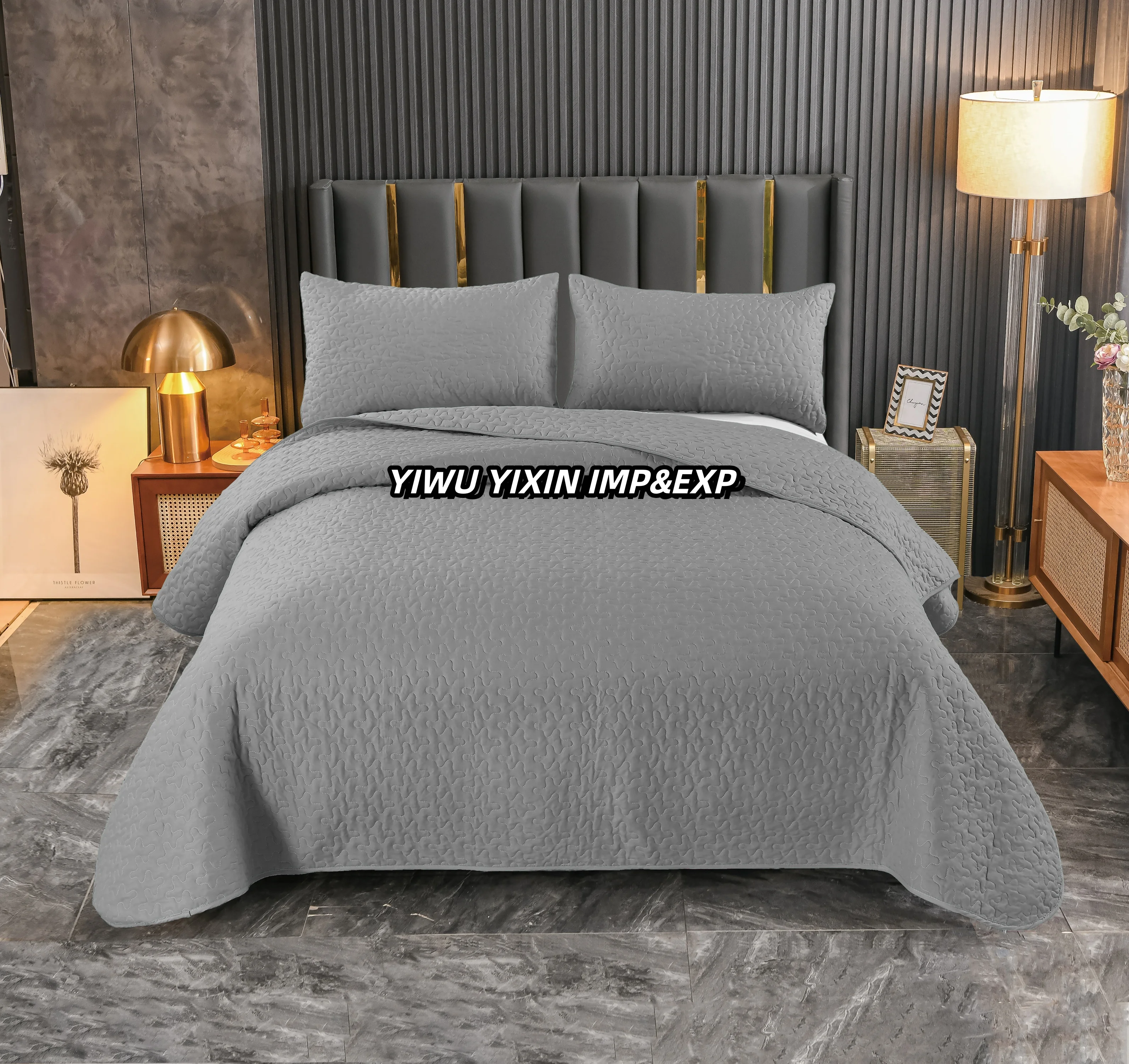 Factory Direct Quilted Bedspread on The Bed  3 PCS Cover Set of 2 PCS Pillow Case Cobertor Juego