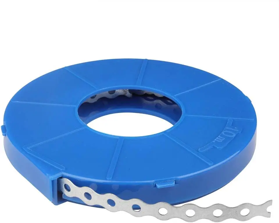 MasterACCT 30FT Perforated  Curve Edge Galvanized Strap Fixing Band Metal Tube Tension Clips Pipe Clamp Single Hole Hanging