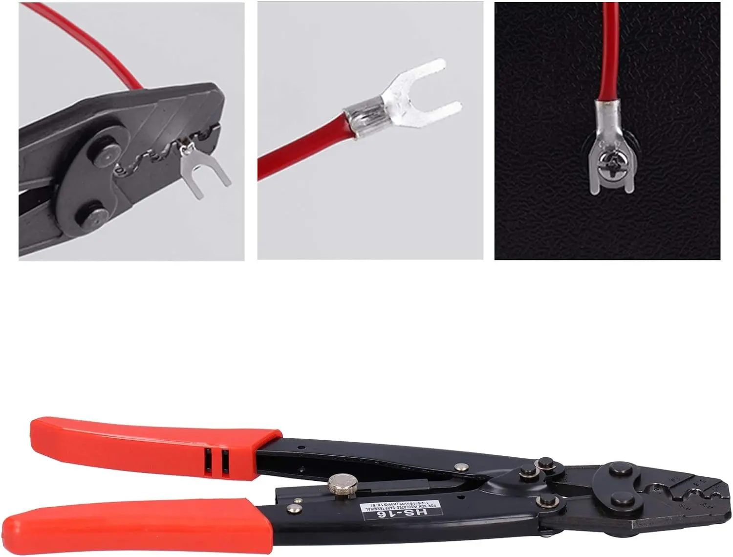 Non Insulated Terminal Crimper AWG 22-6 Ratchet Wire Crimper Tool Battery Cable Terminal Copper Butt Connectors Splice Wire