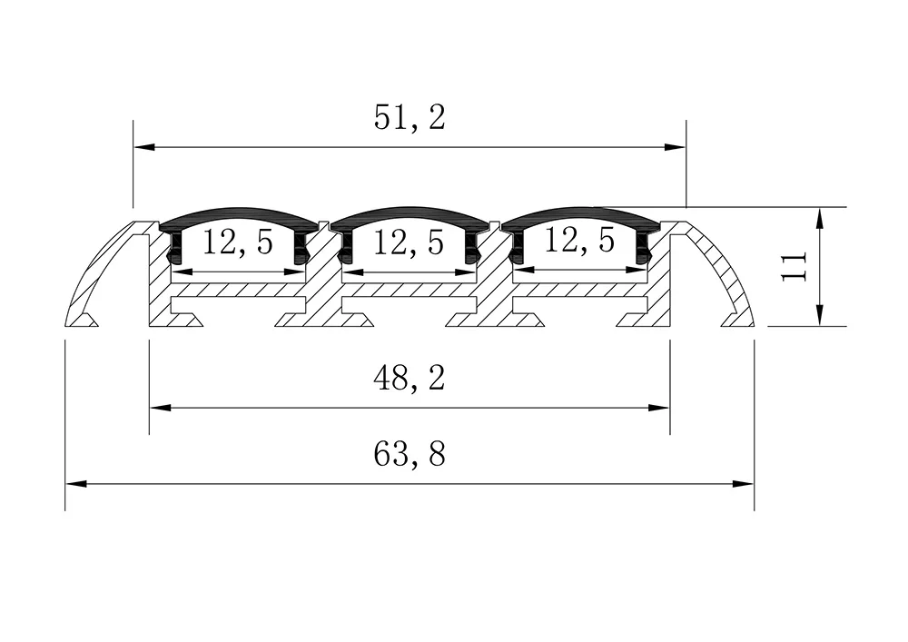 Special Triple light source channel aluminum Led aluminum profile extrusion linear rail aluminium u channel for led strip