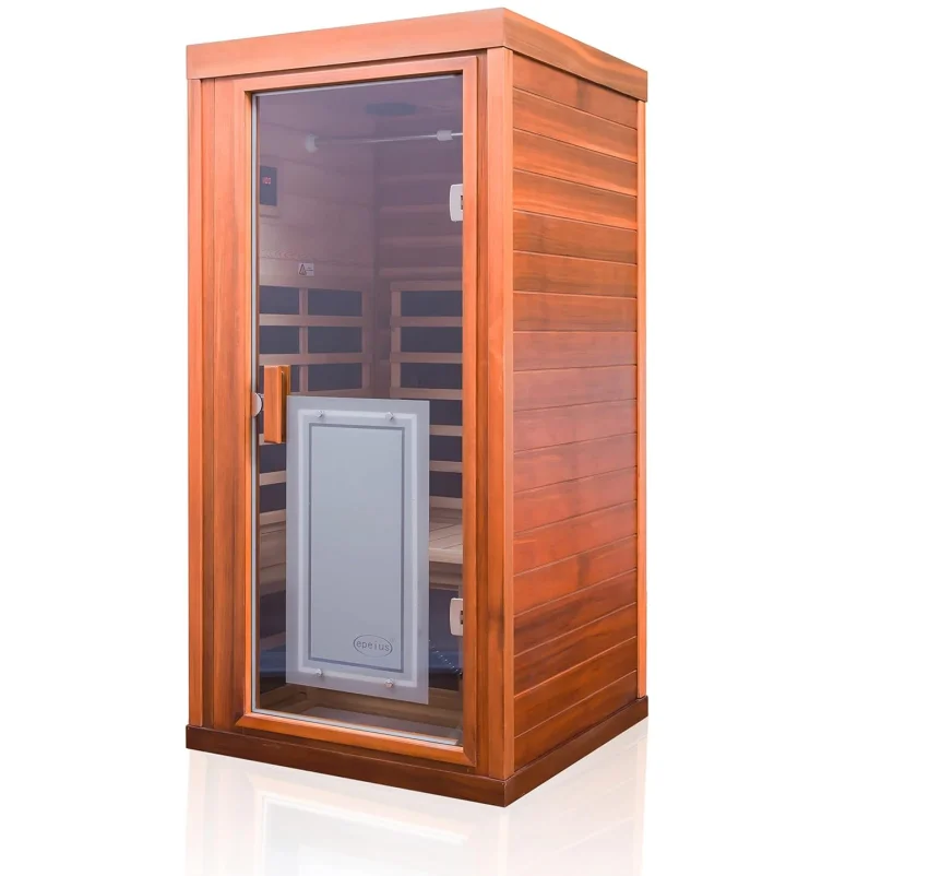 Red Cedar Infrared Sauna 1 Person Low EMF Far Infrared Sauna for Home, 1,350 watt, Indoor Sauna, 2 Bluetooth Speakers