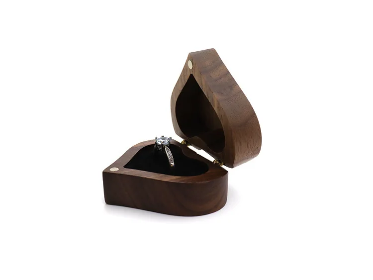 Luxury Walnut Beech Heart-Shaped Combination Box Ring Bracelet Error Necklace Wood Jewelry Storage Box