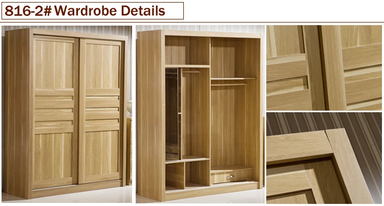 Guangzhou Furniture Natural Oak Bedroom Set With Wardrobe