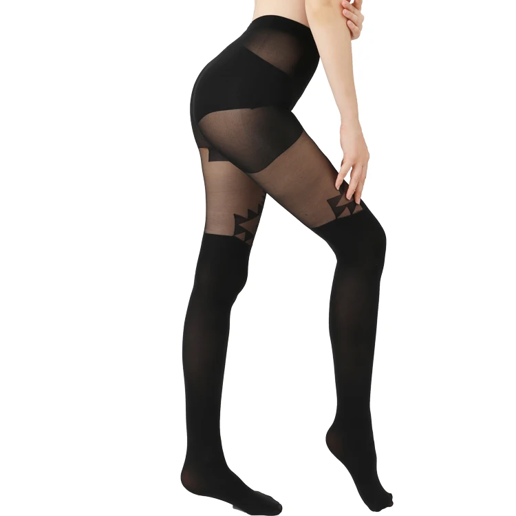 
Custom Control Top Sheer black Patterned pantyhose sexy women nylon jacquard tights pantyhose 