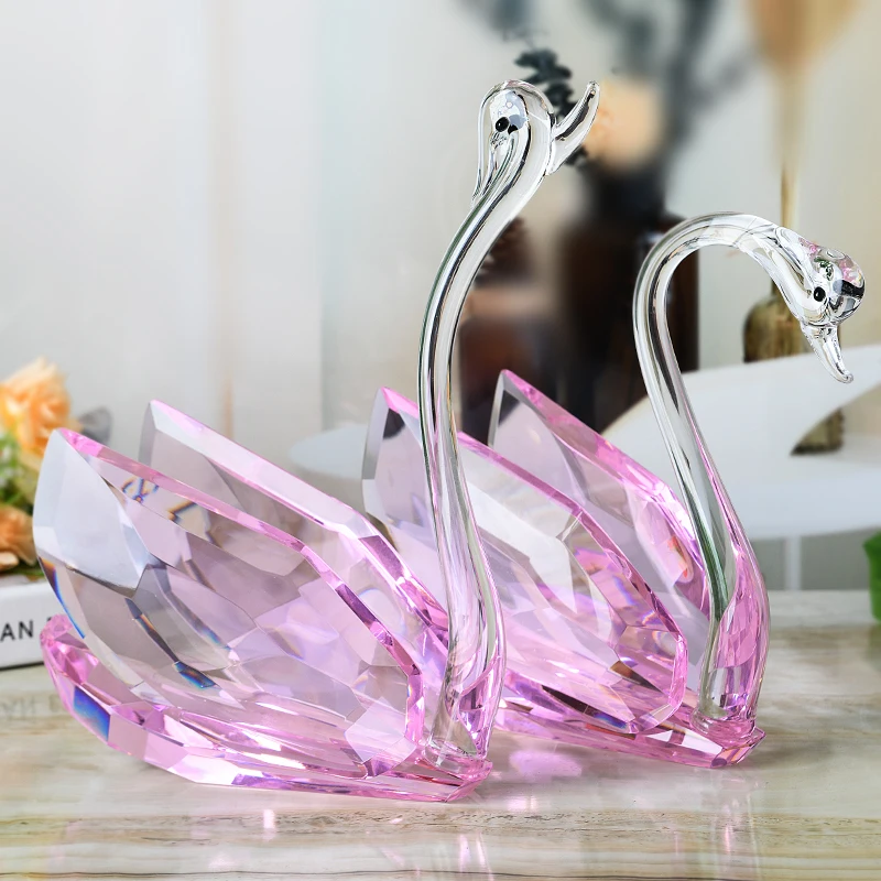 Handmade wedding souvenir crystal lovers swans