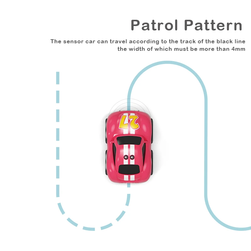 2.4ghz patrol pattern avoid mode usb charge cute size rc mini car for kids 60 mins playing time