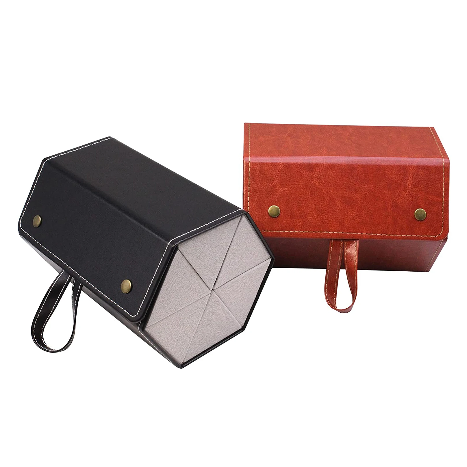 Book Style 2 Slot Eyeglass Sunglass Storage Box, PU Leather Glasses Display Case Storage Organizer Collector