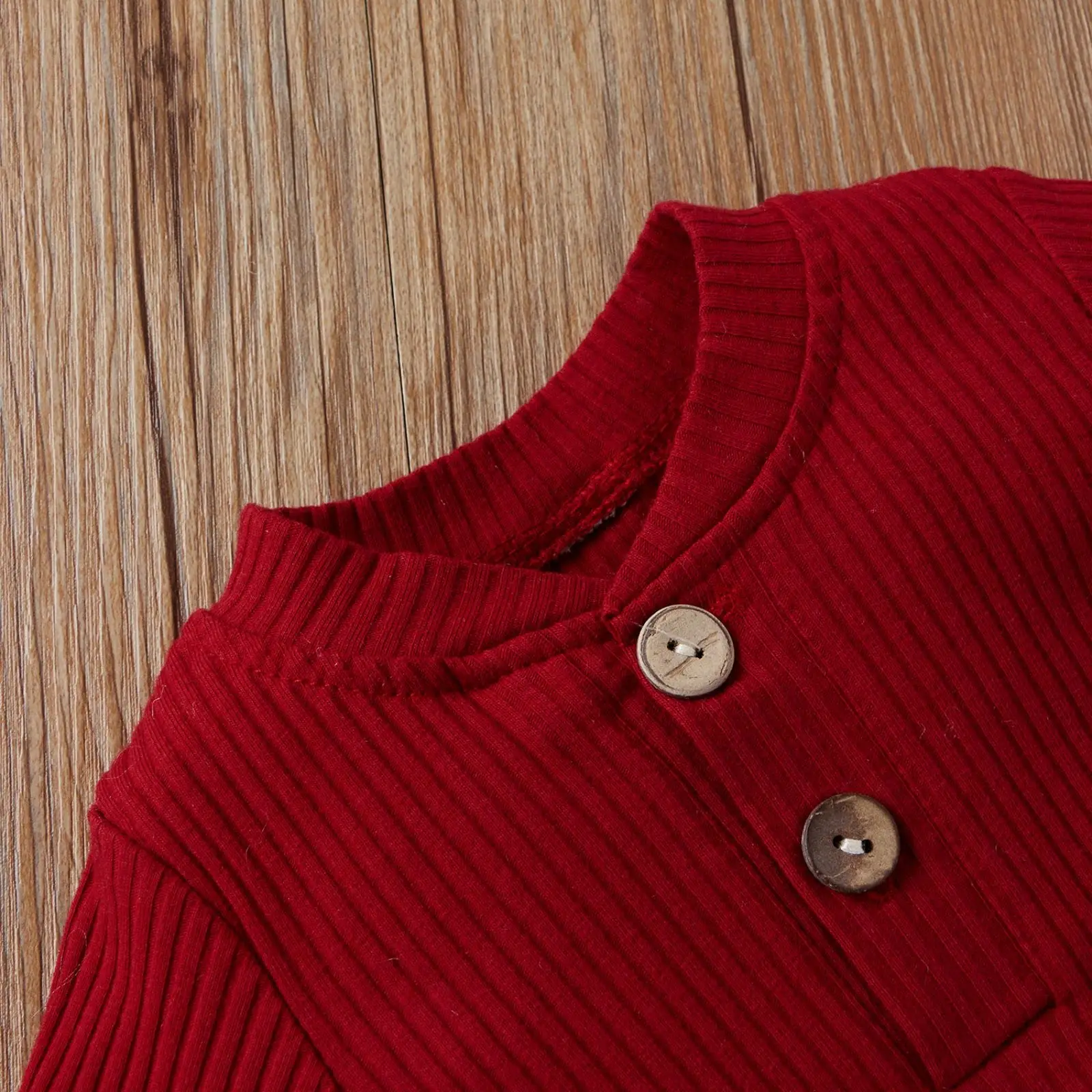 Hot Sales Newborn Baby Boy Girl Polka Solid Color Outfit Ribbed Knit Long Sleeve Romper and Pants Set Fall Winter Clothes