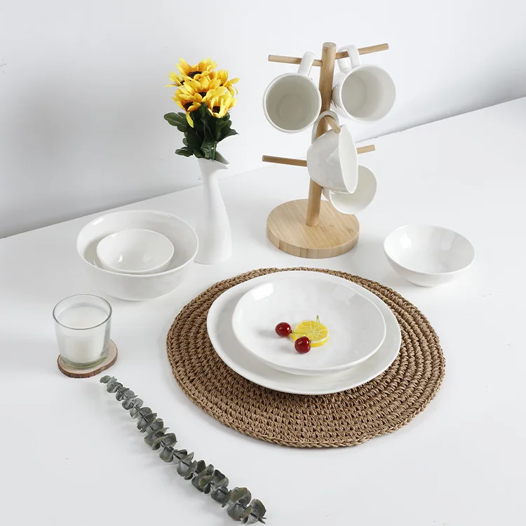 Tableware Luxury Hosen28 White Ceramic Bowl And Plate Set, Les Assiettes En Porcelaine