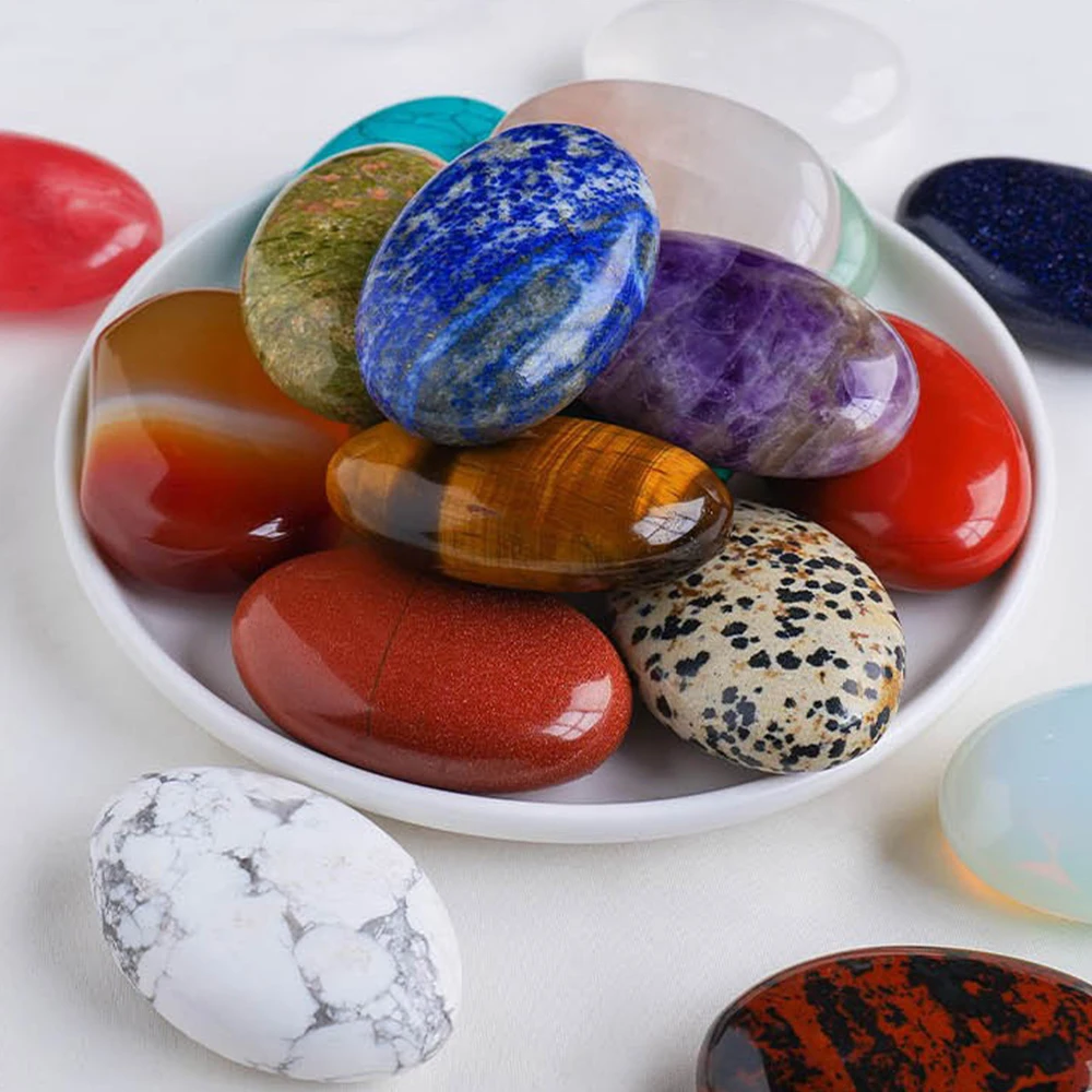 40*60mm Healing Crystal Jade Stone Black Rock Hot Compress Spa Massage Stone for Essential Oil Body Relaxation