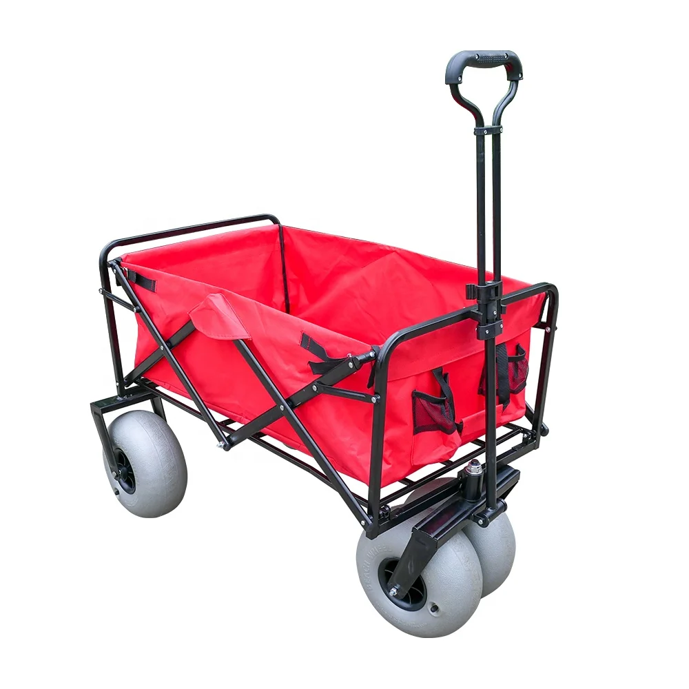 Folding Wagon Cart Collapsible Trolley Beach with Bubble