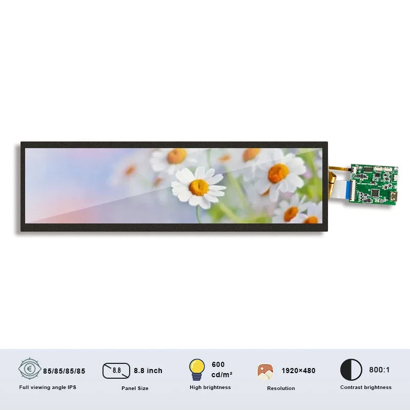 Горячая Распродажа Шэньчжэнь ЖК-модуль дисплея экран TFT IPS HD 8 дюймов HSD088IPW1-A00 1920x480 с сенсорным экраном и контрольная панель промышленного