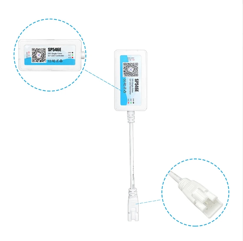SP547E Dual Color Temperature WiFi Controller IoT Colorful Light Strip LED Controller Remote Control APP Speaker Control