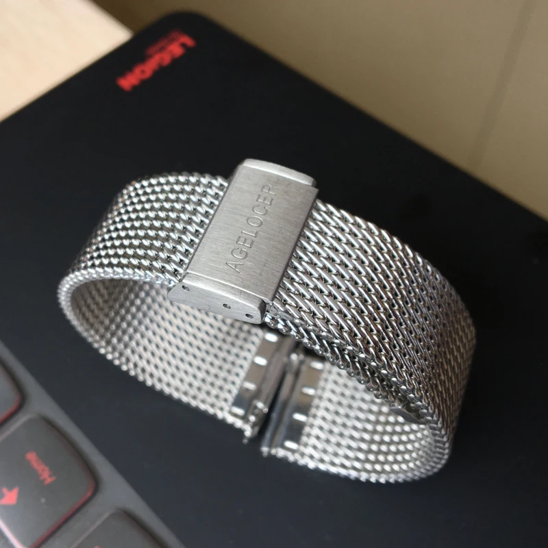 
AGELOCER Original Watchband 20mm Milanese Fashion Stainless steel mesh watch strap 316L Stainless Steel Wrist Watch Band Strap 