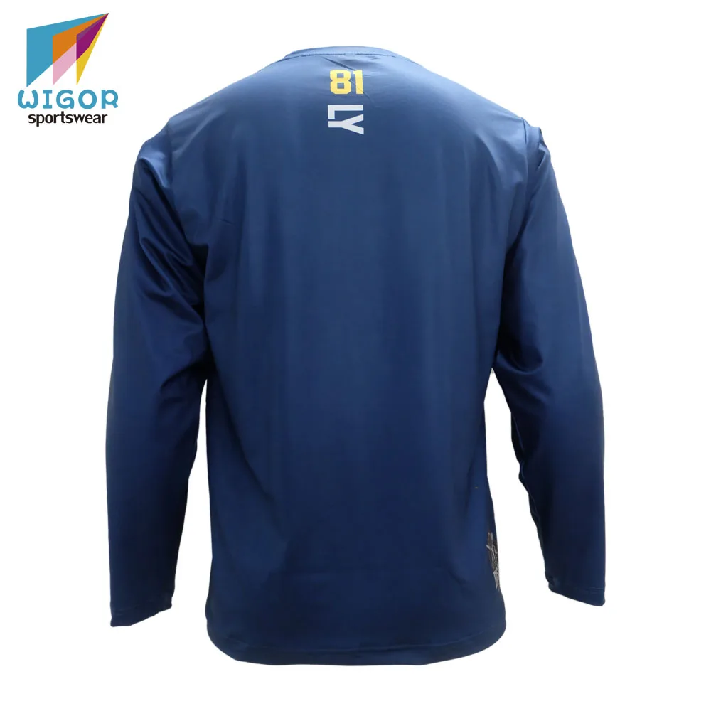 Микро-мягкие волокна узкого кроя Полный сублимации изготовленная на заказ Мужская футболка с длинным рукавом, сдавливающие футболки