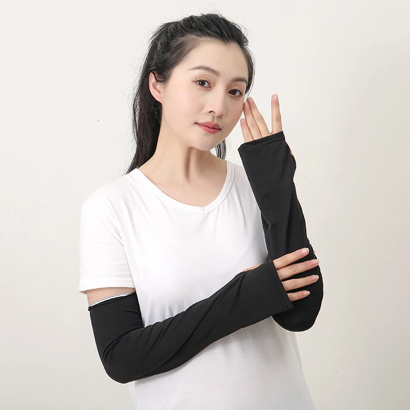 Fashion Plain Muslim Women Soft Sleeves Uv Sun Protection Arm Socks Comfortable Ice Silk Arm Sleeves