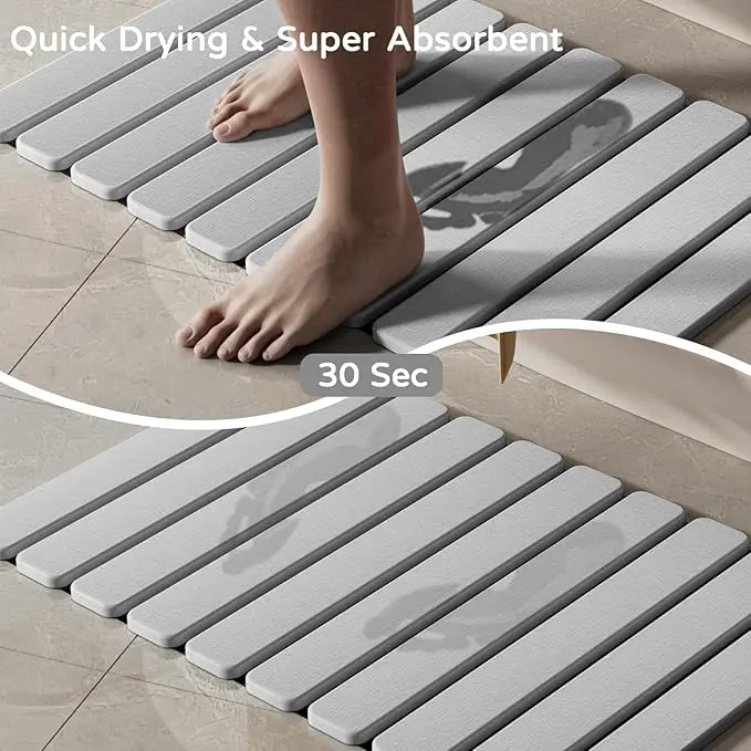 Foldable Diatomaceous Earth Stone Bathroom Water Absorbent Stonemat Diatomite Bath Floor Mat