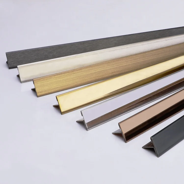 201 & 304 PVD T Profile Mirror Gold Metal Polished Decorative Stainless Steel T Shaped Tile Trim Strip for Wall Floor Furniture