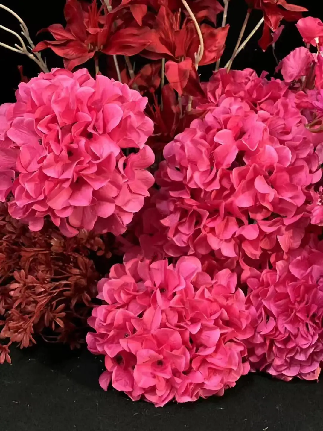 Wholesale Cheap Single Stem Hot Pink Hydrangea Artificial Flowers Bulk