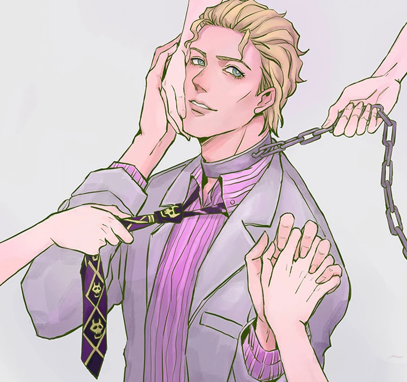 5 Colors JoJo Silk Tie Wonderful Adventure KILLER Queen Heaven Gate Kira Yoshikage Tie Role Playing Tie Costume Cool Gift