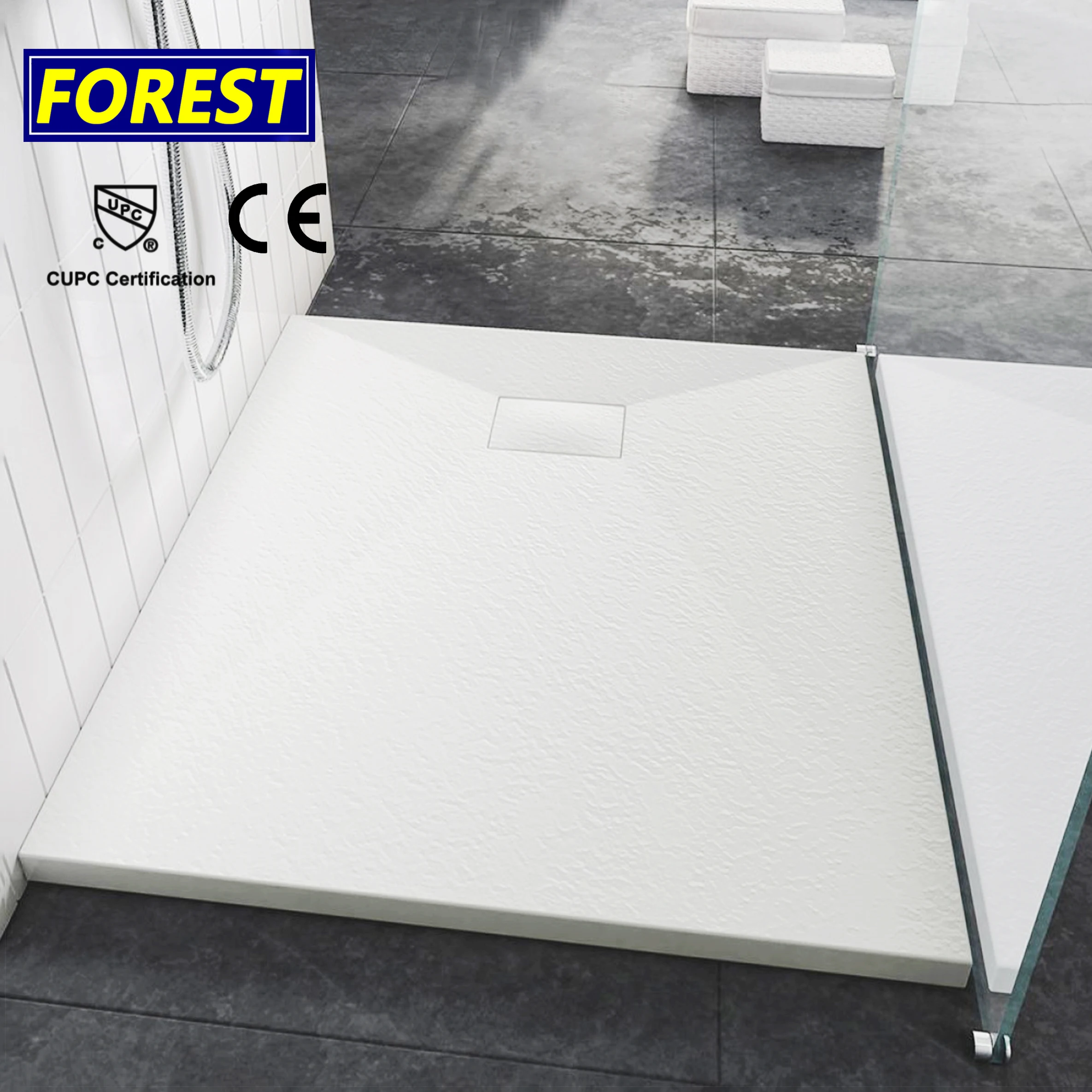 USA Modern Design Square Ceramic SMC Shower Base with Artificial Marble Resin Stone Square Shower Trays Cupc Certified