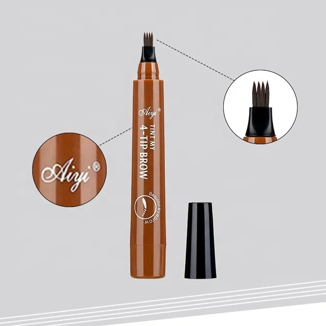 Wholesale Waterproof Long Lasting 4 Fork Liquid Tatoo Eyebrow Pencil Manufacturers Custom Vegan Easy Draw Mascara Brow Pencil