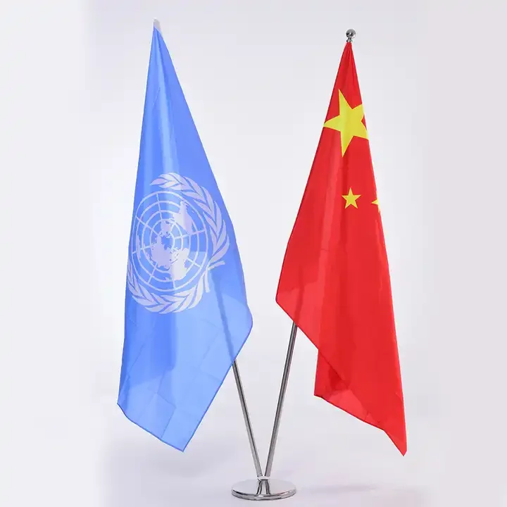 cheap outdoor advertising polyester flag with stand Indoor Premium Gold automatic raise Flagpole Parts Telescopic Flag Pole
