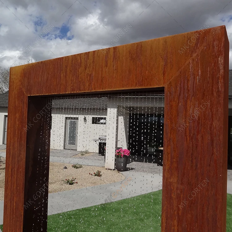 Large Corten Steel Rain Curtain panel corten Water Feature Garden Fountain