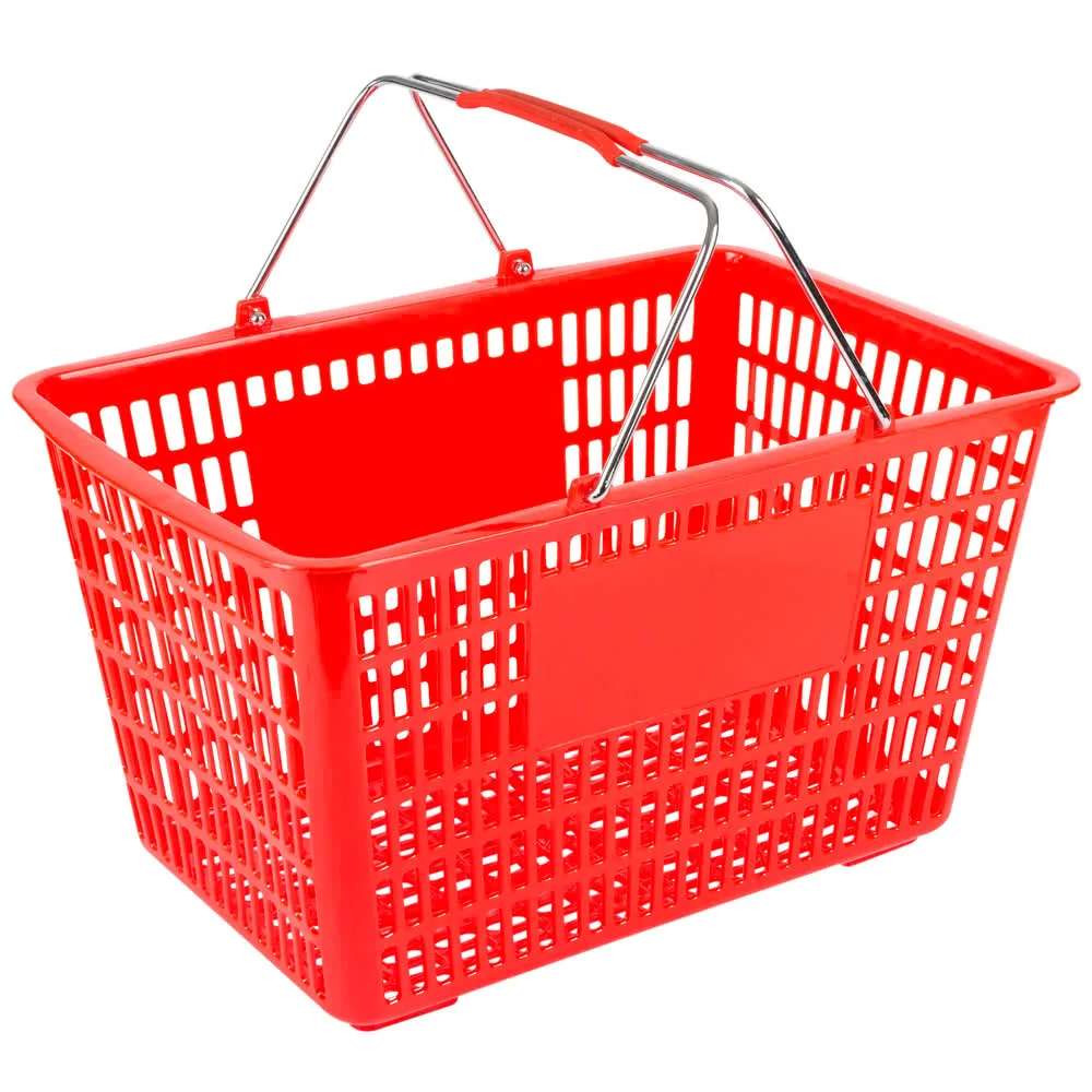 plastic store basket with metal hands