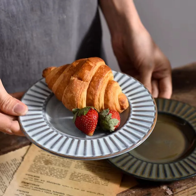 French vintage grey ceramic coffee mug 6oz snake mug set 200ml tea cup and plate