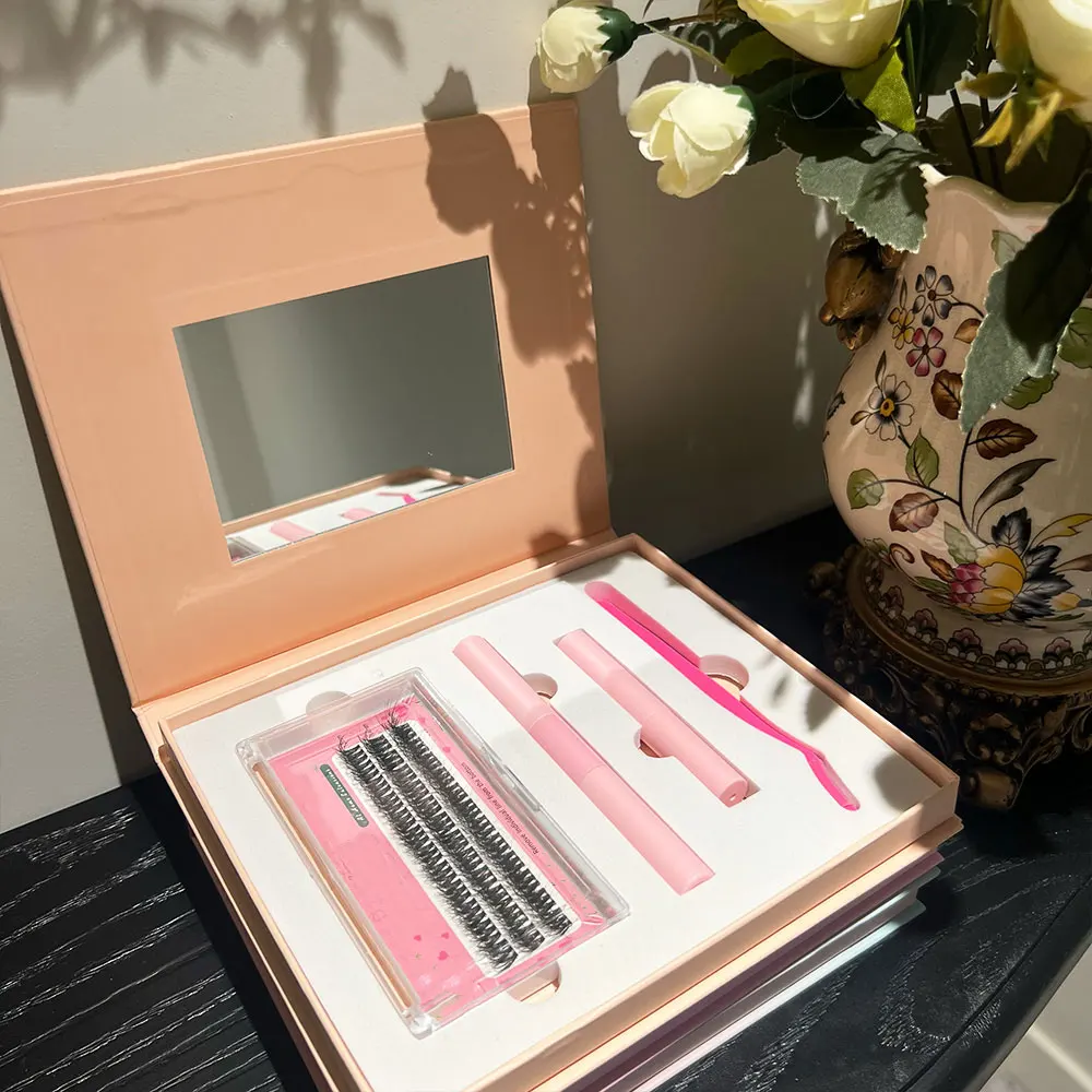 Custom High Quality Cluster Lashes Kit Fluffy D Curl Individual Lashes Natural Soft DIY Cluster Lashes