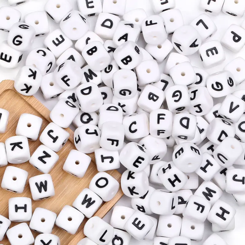 BPA Free Food Grade Soft Silicone Baby Teething Alphabet Letter Beads silicone beads