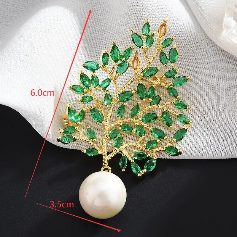 New arrival temperament leaves crystal zircon brooch high quality all matching coat corsage fashion clothes pin jewelry