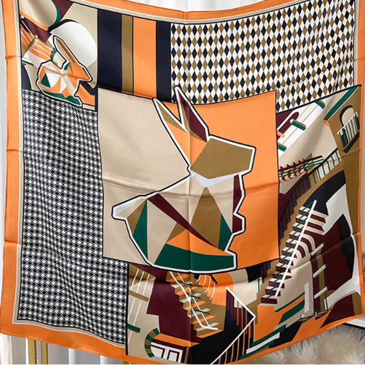 Bandanas Custom Logo Printed 100% silk Bandana Malaysia Fans Square Shape Silk Scarf