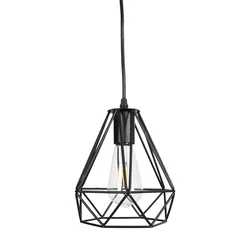 Small Modern Minimalist Restaurant Pendant Lighting Pendant Light Fixture with Metal Cage Shade 1-light 60W Black US & Canada 80