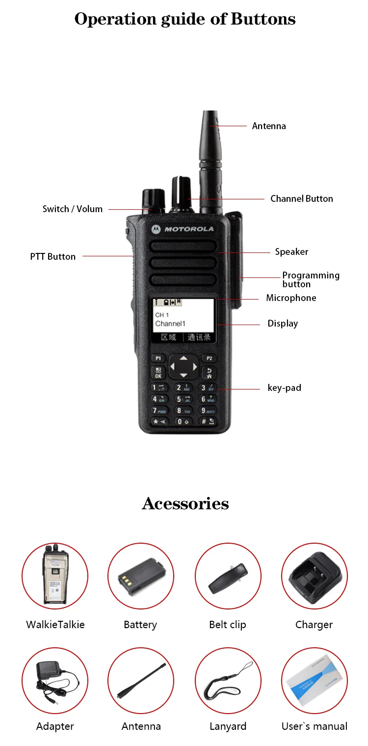 radios vhf uhf woki toki talkie-walkie motorola ht dp4800 mobile phones 10km long range portable radio accessories walkie talkie