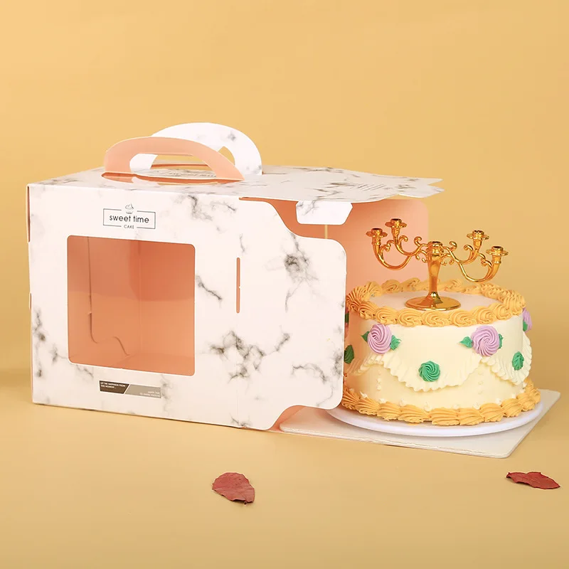 Custom logo Kraft Bread Cake Packaging Gift pink Color Bakery Donut Kraft Paper Boxes with clear Window Front