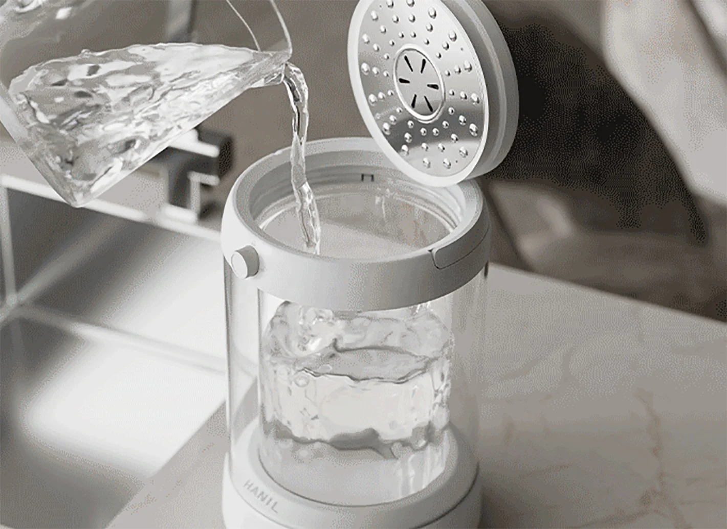 Electric Warm Mist Humidifier Visible Glass Tank Disinfection Function Hu Mist Output PP Unique 24 Touch Panel Free Spare Parts