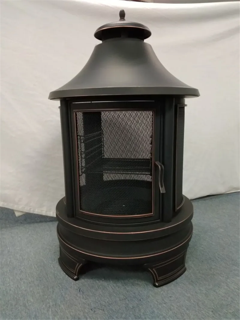 Hot sale garden charcoal wood burning outdoor/indoor barbecue bbq grills metal round chiminea cooking fire pit